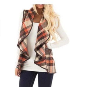 Women Plus Size Fall Sleeveless Turn Down Collar